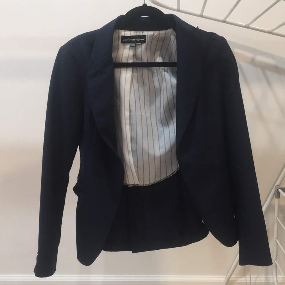 Ambiance Apparel Size S Blue Blazer with Pockets